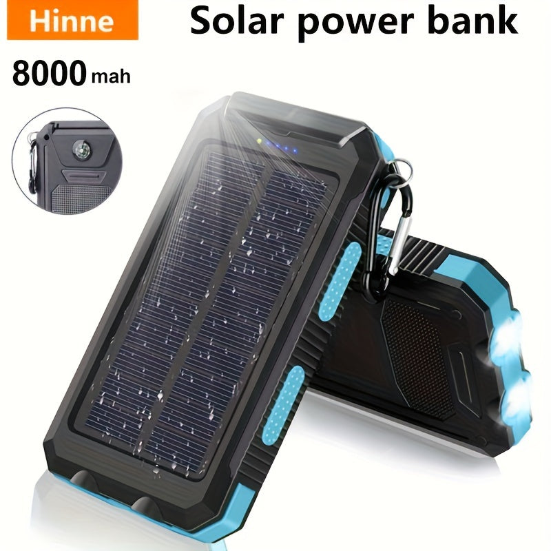 8000mAh Portable Solar Charger with Flashlight & USB Compass