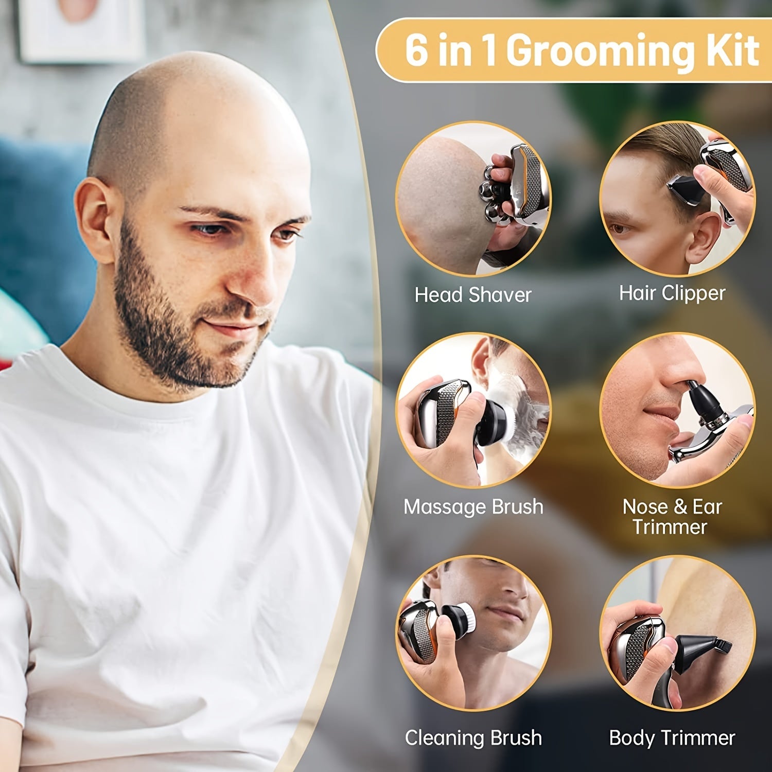 6-in-1 Rechargeable Men's Shaver & Grooming Kit